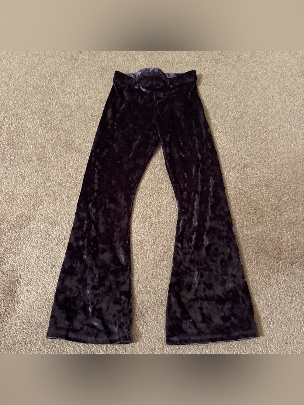 Old Navy small 6/7 girls Velvet Flare Pants in Deep Black